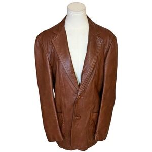 ADLER‎ Cabretta Glove Leather Blazer Jacket Brown Size 40 Mens Unisex Vintage